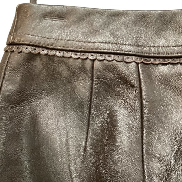 Dark Brown Leather Skirt Sz 6 Jaclyn Smith #173F - Picture 7 of 12